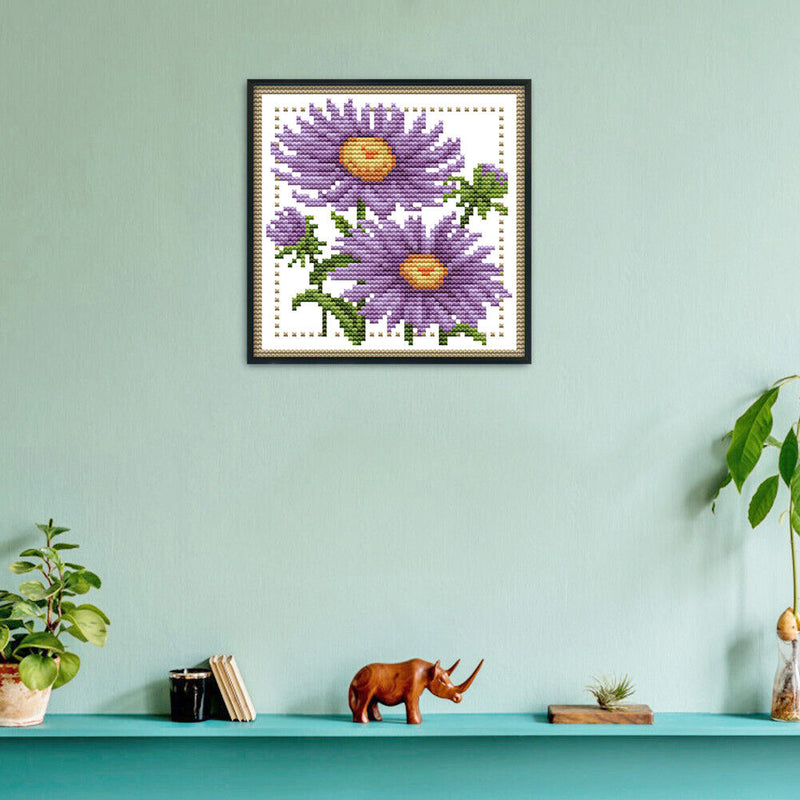 12 Month Flower Cross Stitch Printed Canvas DIY Needlework (September H431)
