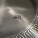 Cross Earrings Zircon Crystal Earrings Shinning Sparkle Earrings Asymmetry Stud