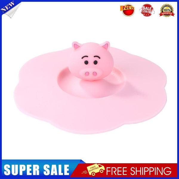 Torx Silicone Cup Cover Heatproof Reusable Cartoon Tea Lid (Pink Pig Head)