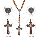 Catholic Rosary Necklace Cross Pendant Cross Necklace Wood Beads Necklace