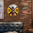 Round Metal Tin Sign Retro Train Plaque for Bar Pub Club Cafe Garage (4)