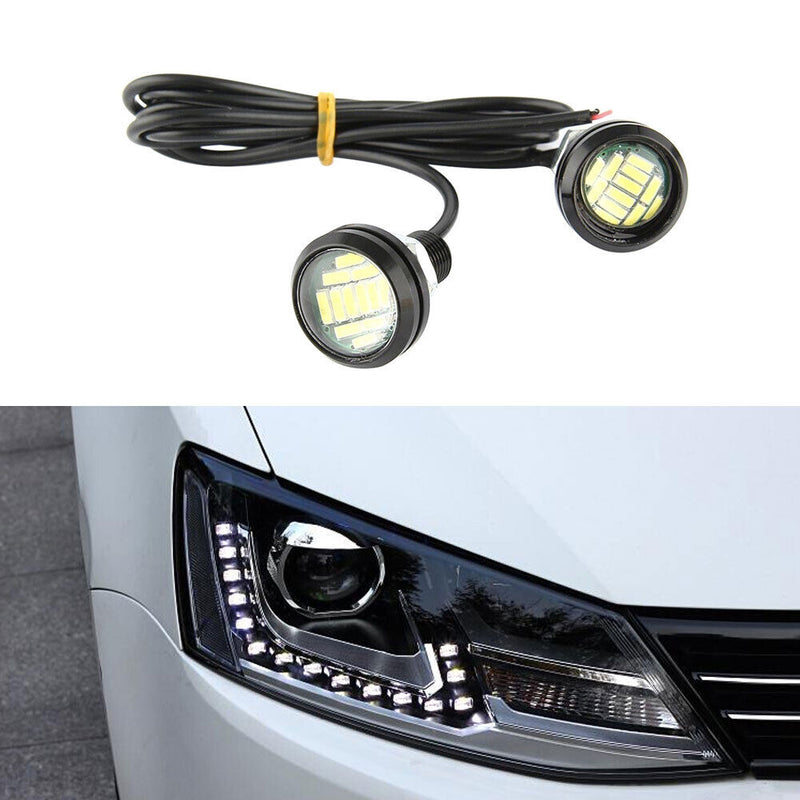 2pcs White Eagle Eye LED DRL Reverse Backup Turn Signal Light for Car Motorcycle