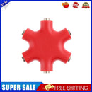 3.5mm Jack 6 Way Multi Port Hub Aux Headphone Audio Cable Adapter (Red)