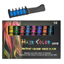 10Hair Color Chalks Crayons Disposable Hair Dye Comb Temporary Hair Dyeing~
