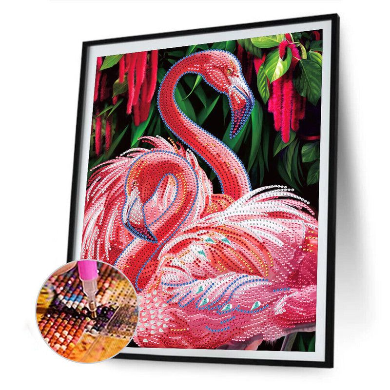 5D Diamond Painting Kit Flamingo Partial Special Shape Drill DIY Animal Art