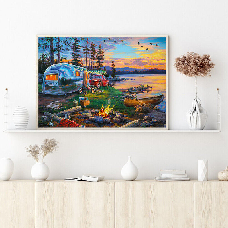 50x40cm Lake Scenery Frameless Picture Oil Paint By Numbers Hand Painted Pi