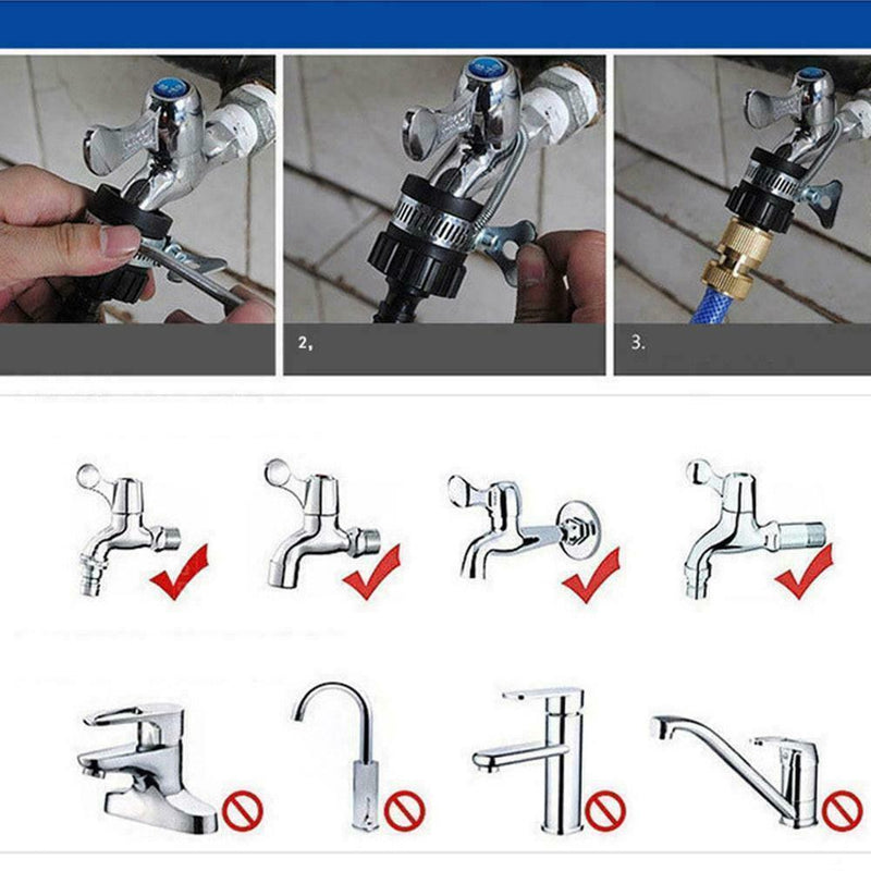 Universal Faucet Hose Connector Quick Connect Fitting Tap Washing Garden S9J2