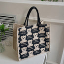 Cotton Linen Totes Cartoon Bear Handbag Large Capacity Shopper Gift Storage Bags