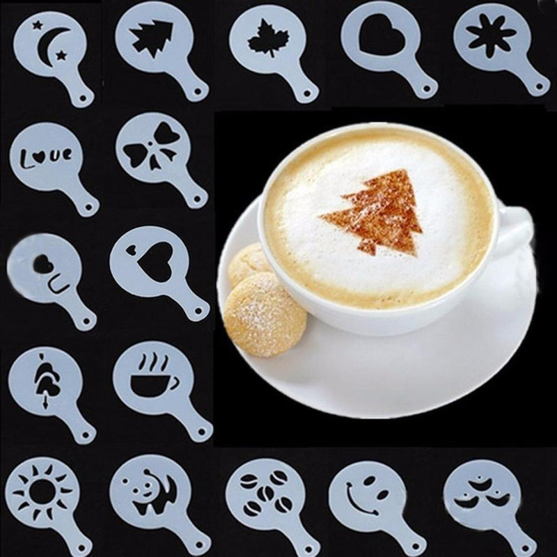16pcs Plastic Coffee Milk Gift Stencil Template Mold Coffee Decorative Tool