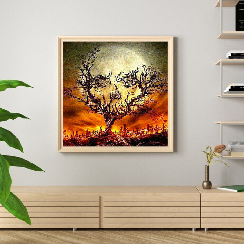 5D DIY Moon Dead Tree Full Square Diamond Painting Abstract Picture Wall Art Kit