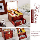 Classic Rotating Dancer Piano Music Box Clockwork Jewelry Boxes (Burgundy) Newly