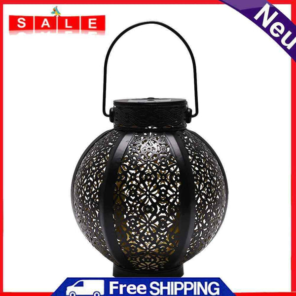 Solar Lanterns - Hollowed-Out Flower Design Outdoor Decorative Hanging Light