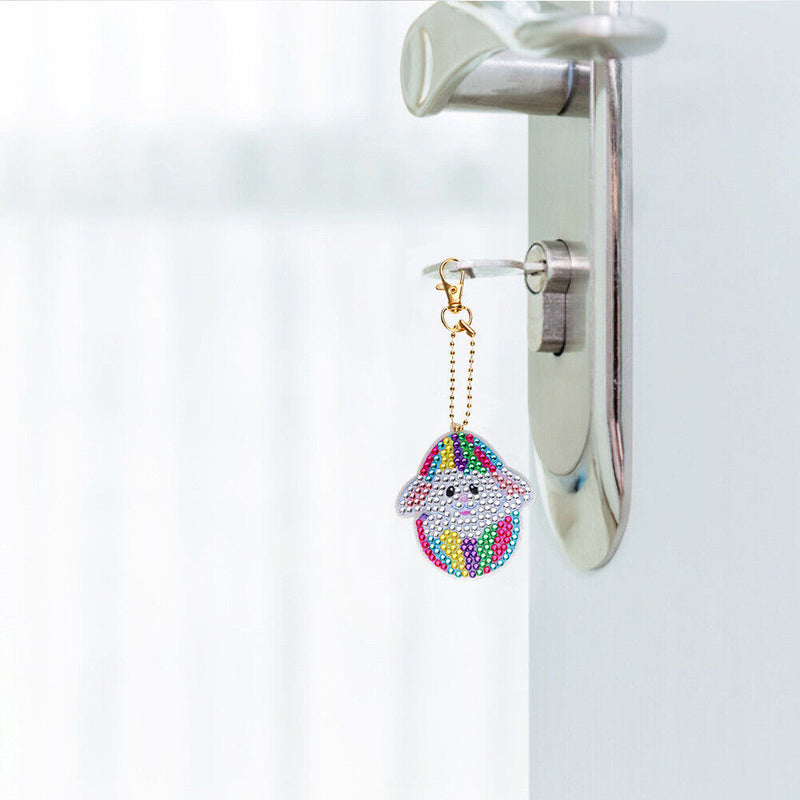 Rabbit Diamond Painting Keychain DIY Crystal Drill Key Ring Pendant (YS022)