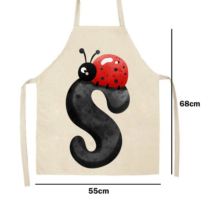 Insect S Print Apron Linen Waterproof Cooking Bibs Home Pinafore (68x55cm)