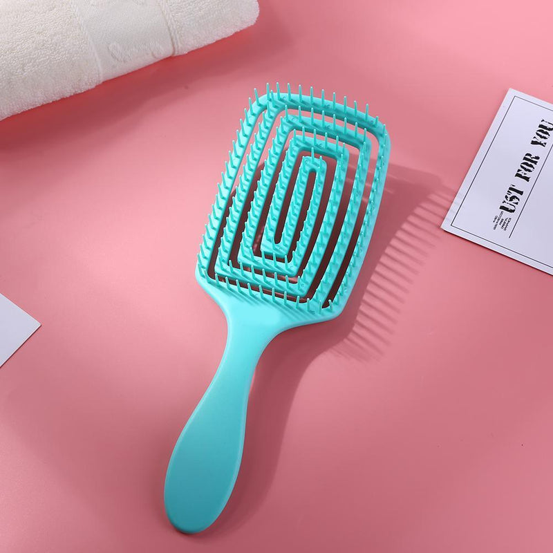 Hollow Hair Brush Scalp Massage Comb Hairdressing Styling Hairbrush (Green)
