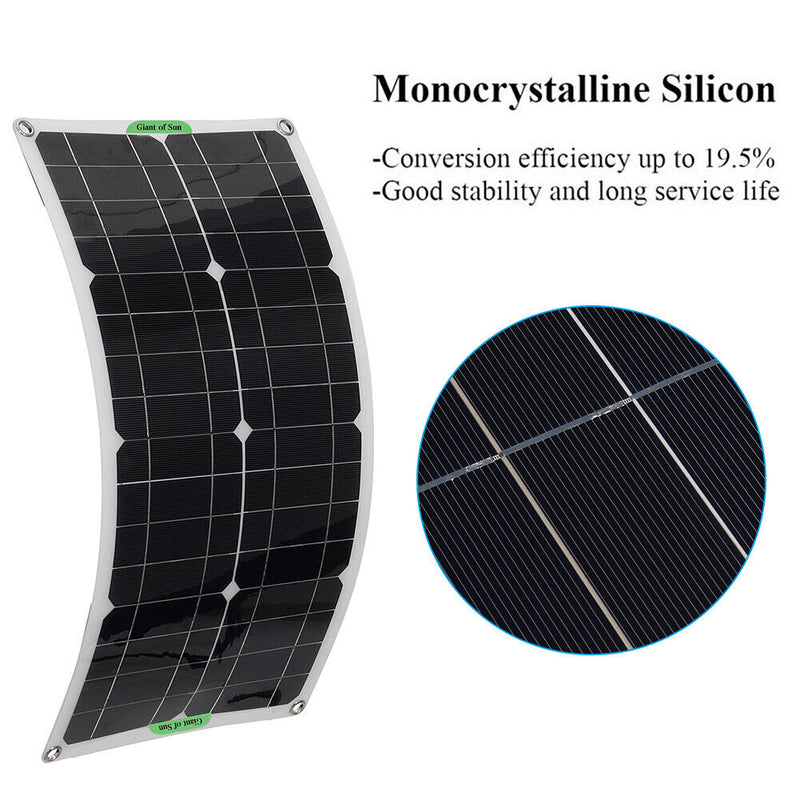 #A 100W Solar Panel Kits 12V/24V with 30A/60A/100A Controller for Car Yacht RV B