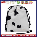 Lady Shoulder Crossbody Bag Cow Milk Leopard Printed Plush Drawstring Mini Purse