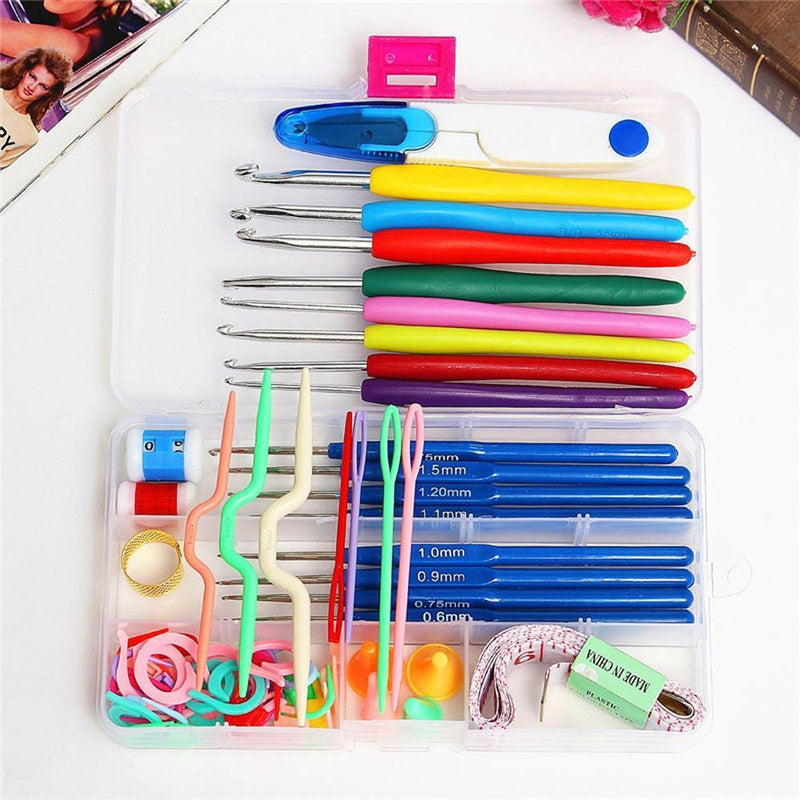 1 Set Crochet Hook Needles Meshes Knitting Craft Case Crochet Set for D