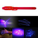2 in 1 Luminous Light Invisible Ink Pen UV Kids Drawing Magic Pens (Red) Newly