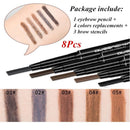 Eyebrow Pencil With 5 Colors Refill Lead 3 Pcs Eyebrow Stencils Brow Tattoo Pen