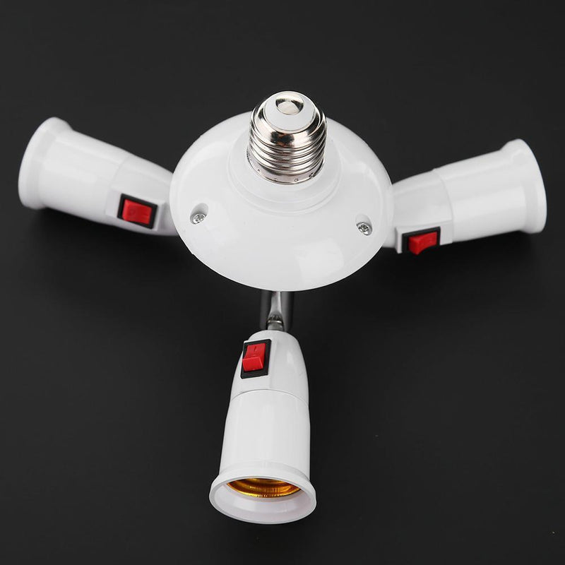 E27 Splitter 3 Heads Lamp Base Adjustable LED Light Holder Adapter Socket Newly