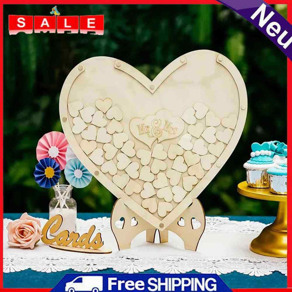 Wooden Bridal Decoration Heart Shaped Guestbook Sign