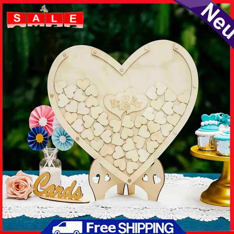 Wooden Bridal Decoration Heart Shaped Guestbook Sign