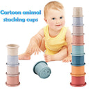 8x Stacking Cups Educational Baby Intelligence Toys Random Color (A Animal)