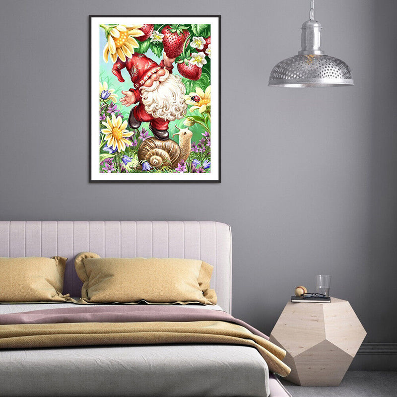 5D DIY Cartoon Gnome Full Round Diamond Painting Wall Decor Rhinestone Art Decor