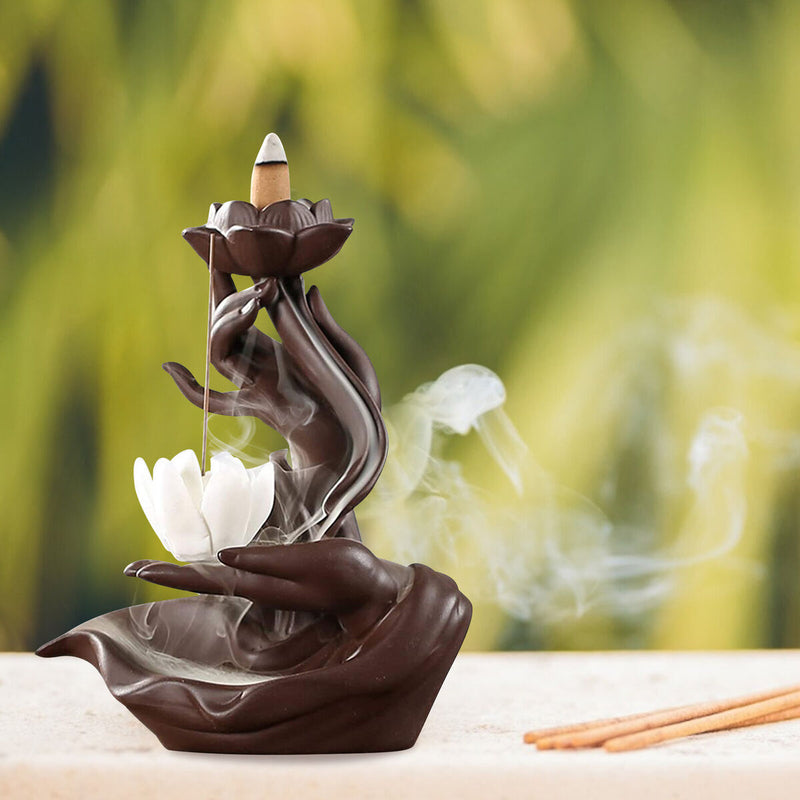 Buddha Lotus Backflow Incense Holder Smoke Waterfall Lotus Incense Holder Newly