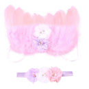 Baby Girl Feather Angel Wing Lace Flower Hairband Newborn Photo Prop (Pink1