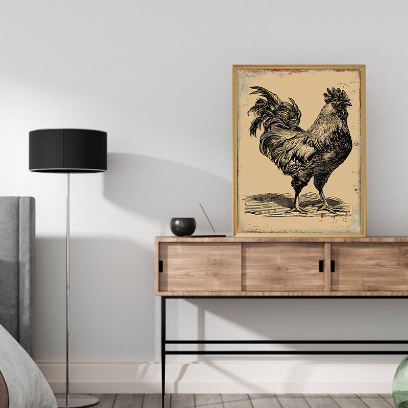 Frameless Oil Paint By Numbers DIY Rooster Picture Craft for Home Living Room