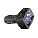 4 In 1 3.1A Dual USB Car Charger Adapter Voltmeter Blue Fahrenheit