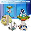 Alien and Cow Stained Glass Suncatcher Window Panel Home Hanging Pendants~