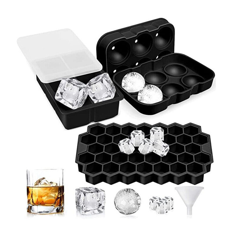 Silicone Diamond Ice Tray Set Honeycomb Square Ice Box Round Ice Hockey Bar Tool