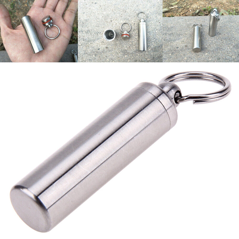 Waterproof Pills Container Survive Pills Box Outdoor Stainless Steel Container Al