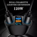 2in1 LED 2 Way Car Cigarette Lighter Socket Splitter Dual USB Charger Adapter