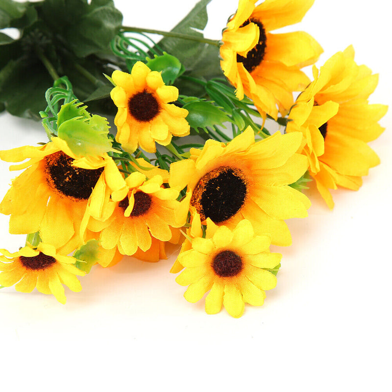 Artificial Sunflower Lifelike Silk Flower Photo Prop Bouquet Wedding Party Decor