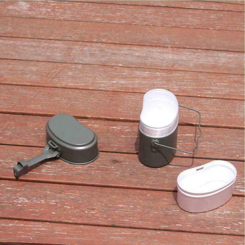 Outdoor Portable Cooking Camping Hiking Cookware Set Mess Kit Box Army R2R2