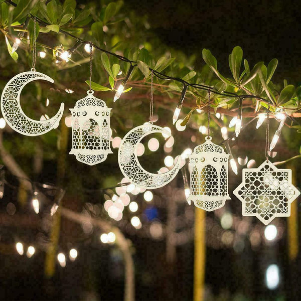 3pcs Eid Ramadan Mubarak Hollow Wooden Hanging Lantern Decorations 2022
