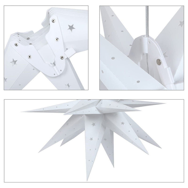 Christmas Tree Top Star Ornaments Festival Party Indoor Lights (White EU) Newly