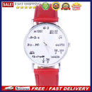 Women Mens Leather Stainless Steel Letter Sport Wristwatch (Red)