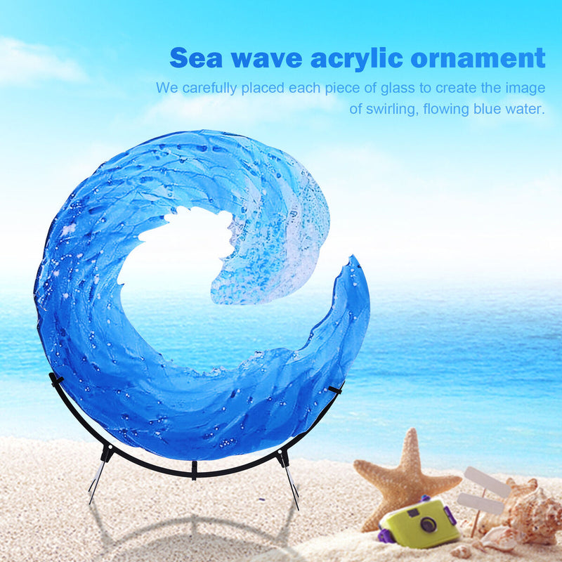 Acrylic Ocean Wave Sculpture Desktop Sea Wave Creative Art Craft for Living Room