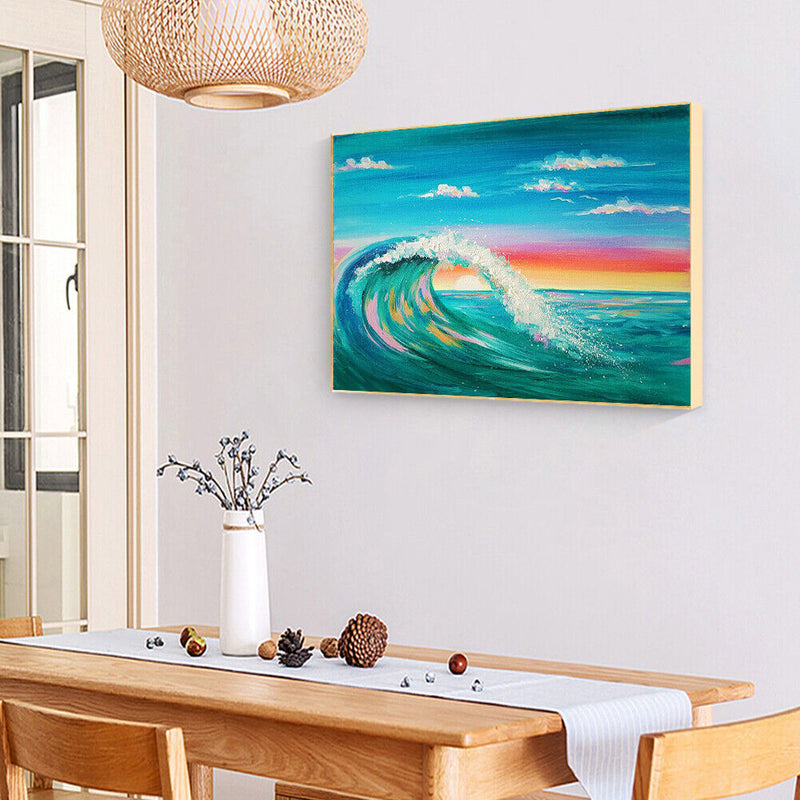 Sunset Wave Frameless Picture Oil Paint By Numbers Hand Painted Picture Kit