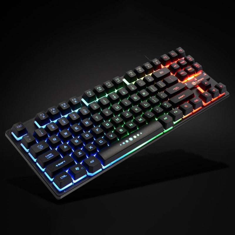 K87 LED Breathing Backlit 87 Keys Mechanical Feeling Gaming USB Wired Keyboard