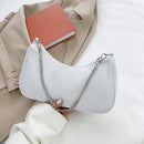 Fashion Women Purse Handbag Solid Color Nylon Underarm Pouch Chain Shoulder Bags