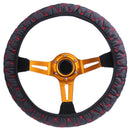 Elastic Black/Red Embroidered Cover for 38cm Diameter Car Steering Wheel Newly