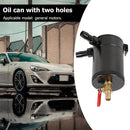 Universal Baffled Oil Catch Can 2-Port Oil Catch Tank with Drain Valve Black
