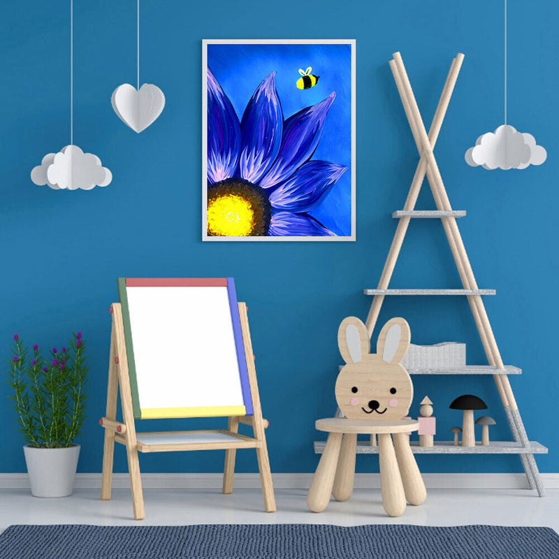 Blue Daisy Oil Paint By Numbers DIY Handpainted on Canvas Wall Art (B883)