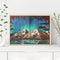 Aurora Night Mountains Oil Paint By Numbers 2 Panels DIY Picture for Adults Kids